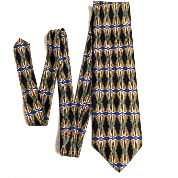 Vintage Men's Cambridge Classic 100% Silk Tie Geometric Motif - Picture 2 of 13